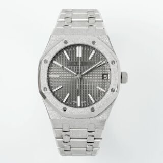 Royal Oak 15510 41mm Frosted SS/SS Grey Textured Dial APSF A4302 Super Clone -