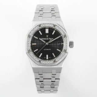 Royal Oak 37mm 15451 SS APSF 1:1 Best Edition Black Textured Dial on SS Bracelet SA3120 Super Clone -