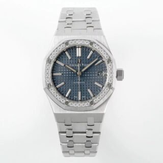 Royal Oak 37mm 15451 SS APSF 1:1 Best Edition Blue Textured Dial on SS Bracelet SA3120 Super Clone -