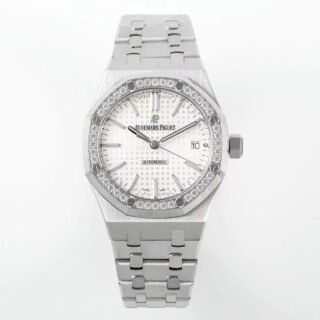 Royal Oak 37mm 15451 SS APSF 1:1 Best Edition White Textured Dial on SS Bracelet SA3120 Super Clone -