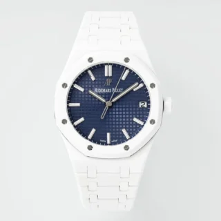 Royal Oak 41mm 15500 White Ceramic/Cer Blue Dial -