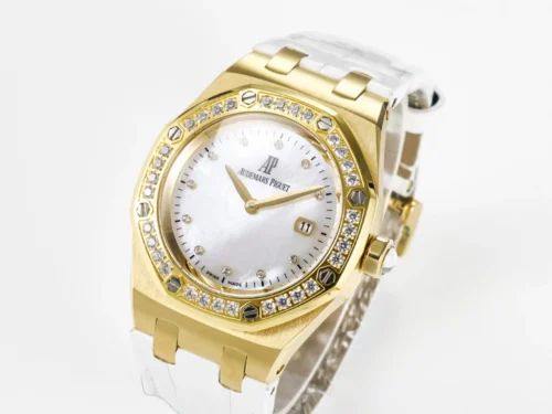 Royal Oak Ladies 33mm YG DRF Best Edition MOP Dial Diamonds Bezel -