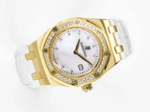 Royal Oak Ladies 33mm YG DRF Best Edition MOP Dial Diamonds Bezel -