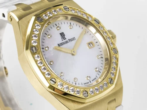 Royal Oak Ladies 33mm YG DRF Best Edition MOP Dial Diamonds Bezel -