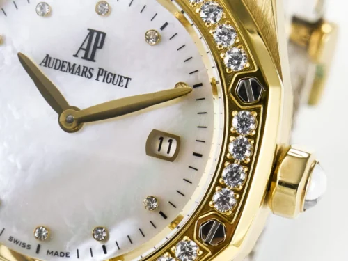 Royal Oak Ladies 33mm YG DRF Best Edition MOP Dial Diamonds Bezel -