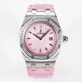 Royal Oak Offshore 33mm SS DRF Best Edition Pink Dial Diamonds Bezel -